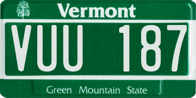 VT license plate VUU187