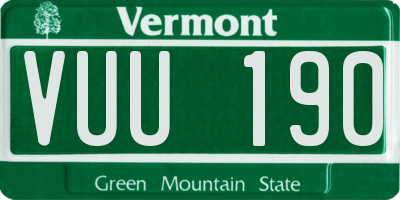 VT license plate VUU190