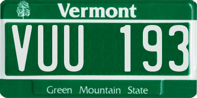 VT license plate VUU193