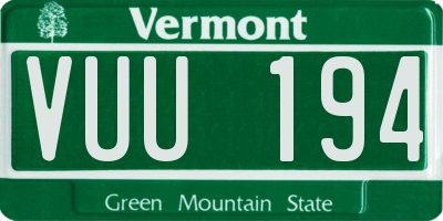 VT license plate VUU194