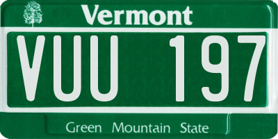 VT license plate VUU197