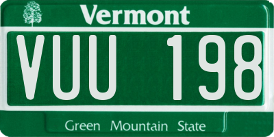 VT license plate VUU198
