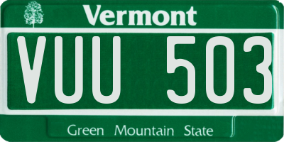 VT license plate VUU503
