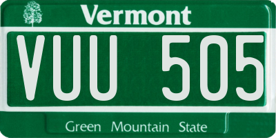 VT license plate VUU505