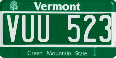 VT license plate VUU523