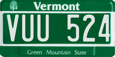 VT license plate VUU524