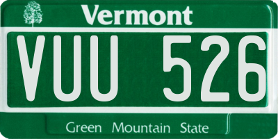 VT license plate VUU526