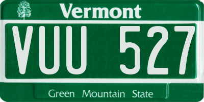 VT license plate VUU527