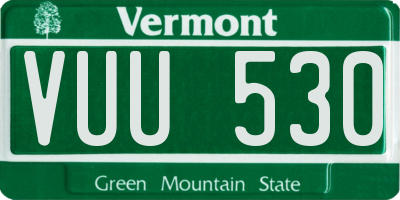 VT license plate VUU530