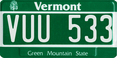 VT license plate VUU533