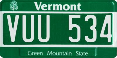 VT license plate VUU534