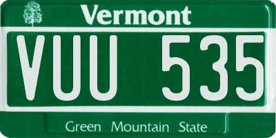 VT license plate VUU535
