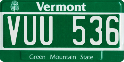 VT license plate VUU536
