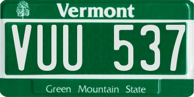VT license plate VUU537
