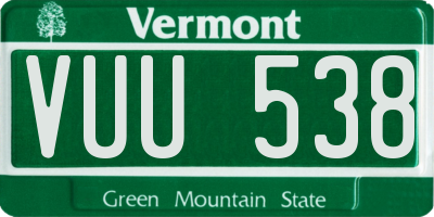 VT license plate VUU538
