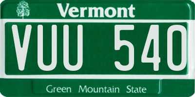 VT license plate VUU540