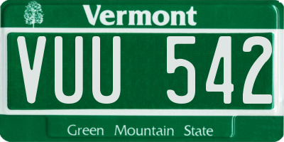 VT license plate VUU542