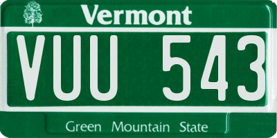 VT license plate VUU543