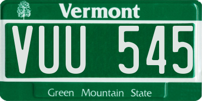 VT license plate VUU545