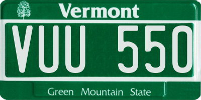VT license plate VUU550