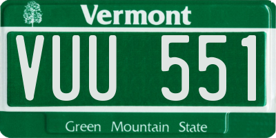 VT license plate VUU551