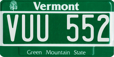VT license plate VUU552