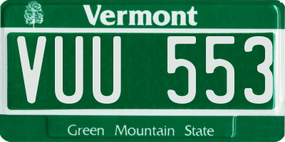 VT license plate VUU553