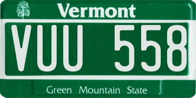 VT license plate VUU558