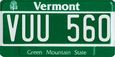 VT license plate VUU560