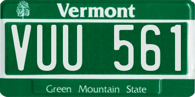 VT license plate VUU561