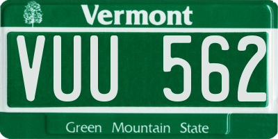 VT license plate VUU562