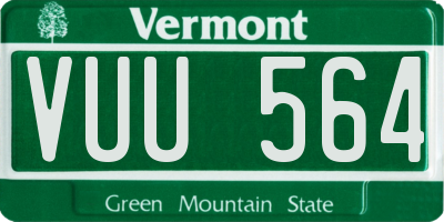 VT license plate VUU564