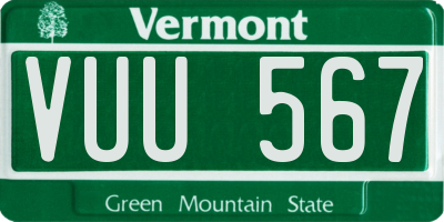 VT license plate VUU567