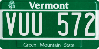 VT license plate VUU572