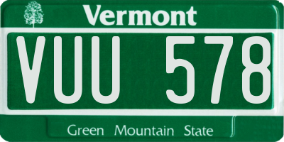 VT license plate VUU578