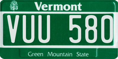 VT license plate VUU580