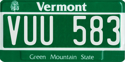 VT license plate VUU583