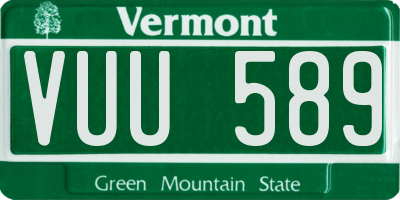VT license plate VUU589