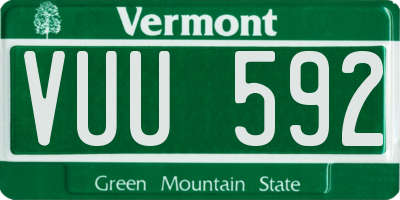 VT license plate VUU592