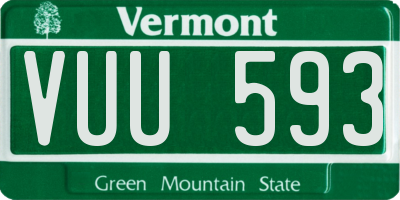 VT license plate VUU593