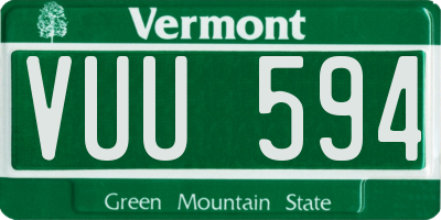 VT license plate VUU594
