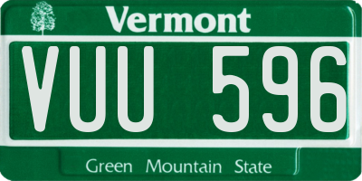 VT license plate VUU596