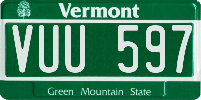 VT license plate VUU597