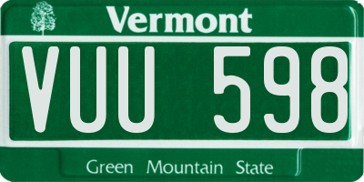 VT license plate VUU598