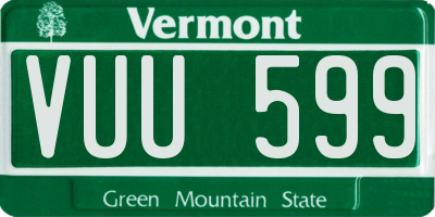 VT license plate VUU599