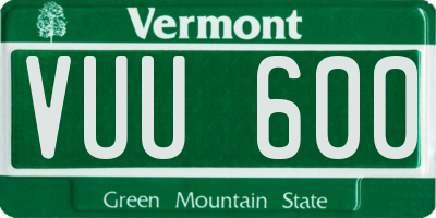 VT license plate VUU600