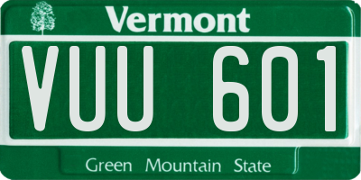 VT license plate VUU601