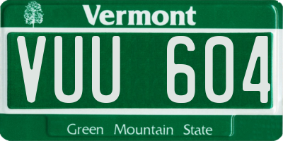 VT license plate VUU604