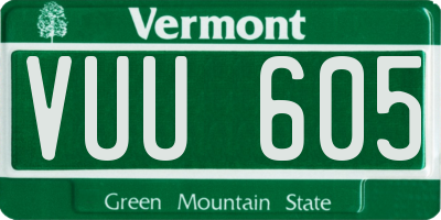 VT license plate VUU605