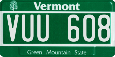 VT license plate VUU608